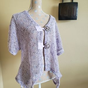 Kaktus open knit cotton boho cardigan purple small
